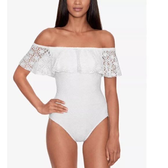 LAUREN Ralph Lauren Crochet One-Piece Swimsuit - Picture 7 of 8